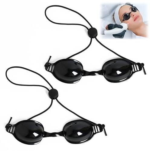 2 Pcs Sunbed Goggles Safety Tanning Goggle Adjustable Infrared IPL UV LED Light Therapy Protective Glasses for Home Beauty Clinic Laser Hair Removal Light Therapy 190nm-2000nm Wavelength Block