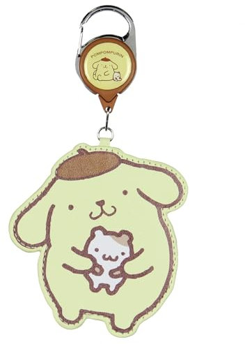 Sanrio Pompompurin Lanyard w/ID Badge Holder Hello Kitty and Friends Retractable Character Carabiner for Keys Keychain Wallet