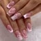 GlamRays Lot de 24 faux ongles à coller, avec long dégradé de couleur rose, French manucure