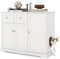 GOPLUS Meuble Litiere Chat avec Trou d’Entrée Latéral, Cache Litiere Chat à 2 Porte, Plateau Spacieux, 100 x 45 x 80 CM, 2 Tiroirs et 2 Compartiment de Rangement pour Chaton, Idéal pour Chambre, Blanc