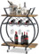Bar Cart, 3 Tier Serving Trolley, Rolling Wine Trolley, Serving Cart with Lockable Wheels and Wine Rack, Kitchen Storage Carts With Handle, Tea Drink Trolley for Dining Living Room Outdoor, Brown