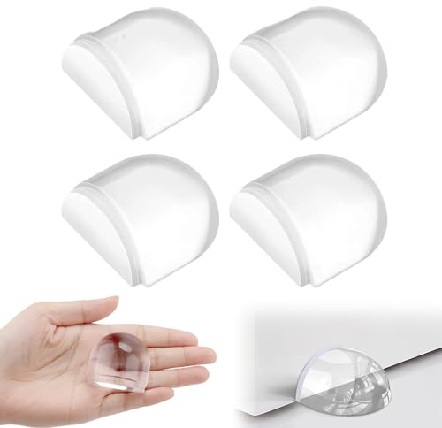 GUOYOU 4 Pack Clear Self Adhesive Floor Door Buffers, Invisible Rubber Doorstops, Floor Door Stopper, for Bedroom Kitchen Wood Tiles Carpets Surface Protect Door Wall and Furniture from Damage