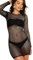 Womens Long Sleeve Fish Net Party Beach Bodycon Mini Dress, Ladies Casual Blouse Sexy Mesh Sheer Babydoll See Through Beach Cover up Nightwear Clubwear Bodysuit Netted Tops UK One Size 8 To 14