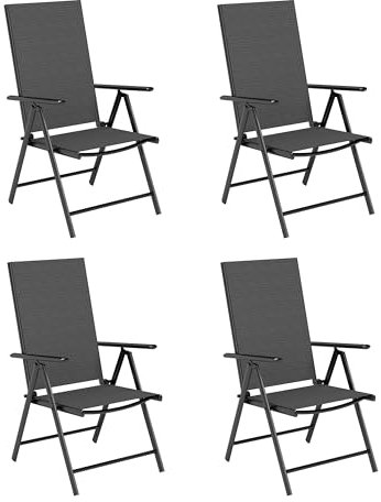 PHI VILLA Gartenstühle 4er Sets, Gartenstühle mit Aluminiumrahmen, 6X verstellbar mit 7 sitzpositionen Gartenstuhl Klappstühle Gartensessel Wetterresistent