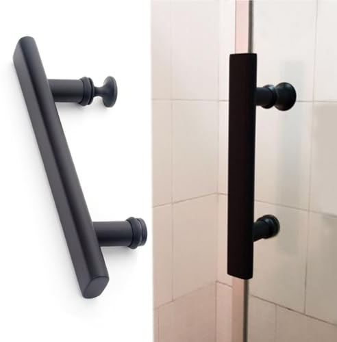 DUANHOZ Manija de Repuesto para Puerta de Ducha de Acero Inoxidable Cuadrada, Color Negro, de 40 cm (15,7 Pulgadas), Ideal para mamparas de Ducha y gabinetes.