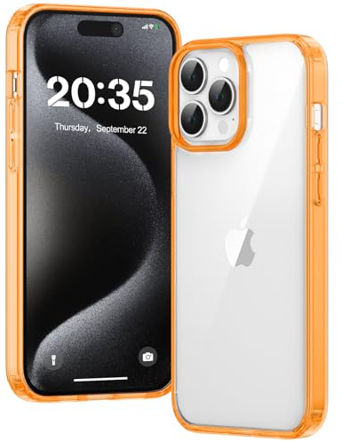 Voyahülle Clear Case for iPhone 15 Pro, Ultra Thin, Shockproof TPU Cover, Anti-Yellowing, Crystal Clear, Phone Case for Apple iPhone 15 Pro - Orange