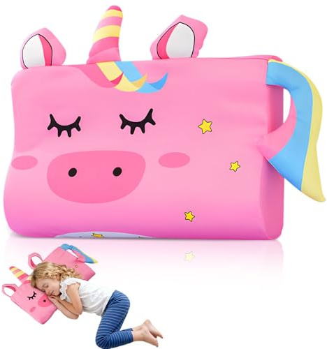 Kinderkissen, Calmly Einhorn Kissen Kinder, 45X27X6CM Kinderkopfkissen, Ergonomisch Schlummerkids Kissen Kinder, Memory, Atmungsaktiv und Hautfreundlich, Wasch Bar, für Besseren und Gesünderen Schlaf