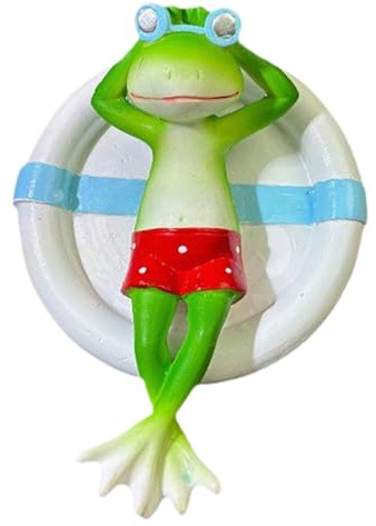 Stgfyxgs Schwimmender Frosch auf Schwimmring – Dekorative Gartenteich Accessoires