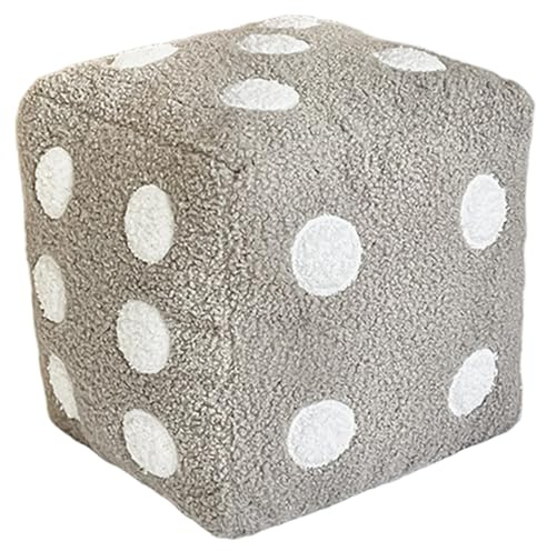 Y2K Pillows 8x8 Inch, Grunge Style Dice Throw Pillow for Bedroom Decor, Soft Plush Cube Cushion for Teens Gaming Setup, Grey