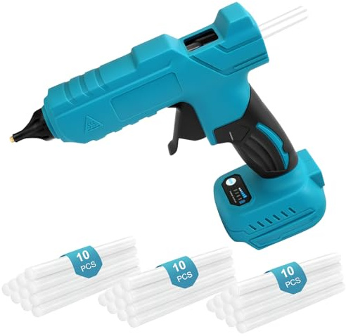 Flintronic Pistola de Silicona Caliente 100W con 30 Barras Pistola Pegamento Caliente, Pisto-la Silicona Calien-te Inalambrica, para Manualidades Pequeñas y Reparaciones (Batería no Incluida)