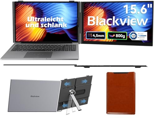 Blackview Monitor Portatile per Laptop, 15,6“ FHD 1200P 100% sRGB FHD Ultra Leggero Adatto a Tutte Dimensioni Laptops Venire con Type-C USB HDMI Plug-Play per Mac, Windows, Chrome, Android