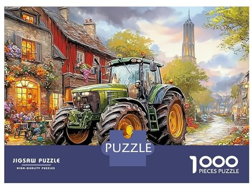 Tractor in Village Klassisches Puzzle 1000 Teile Tractor Village Lernspiel Deko-Puzzle Karton 100% recyceltes Puzzle Familie & Erwachsene 38 x 26 cm/1000 Stück