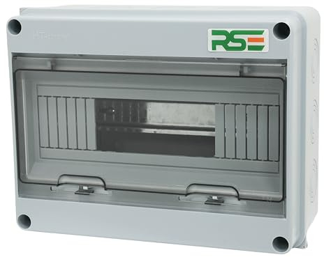 RSE Verteilerkasten Aufputz 1-Reihig 12 Module, 1 Stück, Kleinverteiler IP65 Feuchtraum Sicherungskasten mit umlaufender Dichtung für Garten oder Außenbereichen