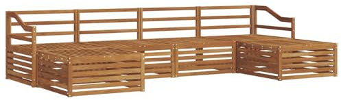 vidaXL Sofagarnituren 6 pcs Natur Massivholz Akazie, Akazienholz Sofa, Moderne Gartenmöbel, haltbare Sitzgruppe, Bequeme Möbel für Terrasse und Garten