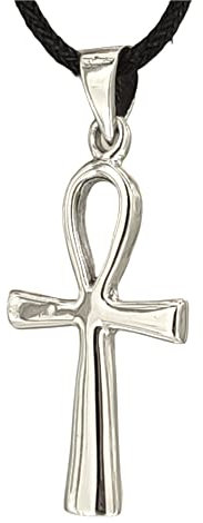 Kiss of Leather Ankh Anhänger aus 925 Sterling Silber mit Baumwollband SI.32A
