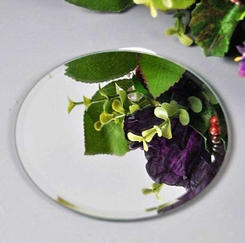 Tea Light Candle Mirrored Display Round Plates Set Of Two 12cm Bevelled Coasters