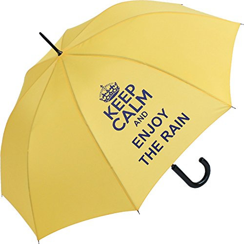 Stockschirm für Damen und Herren mit Automatik - Bedruckt Keep Calm... - gelb
