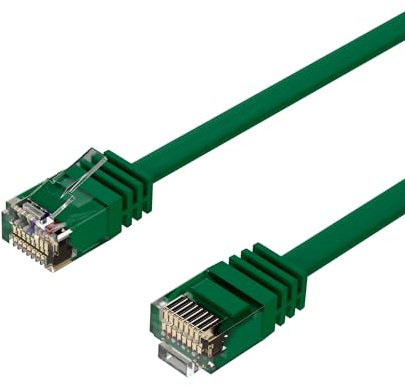 Kabelbude.eu Patchkabel Netzwerkkabel Ethernet LAN Kabel Flach U/UTP Cat.6 Slim Grün 1m RJ45 Stecker