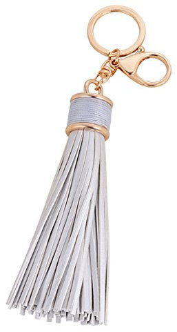 Vedory Schlüsselanhänger aus Leder, Quasten, Handtasche, Rucksack, Tasche, Handy, Schlüsselanhänger, Zubehör, Autotasche, Charm, Urlaub, Geburtstagsgeschenk für Mädchen, silber, Style