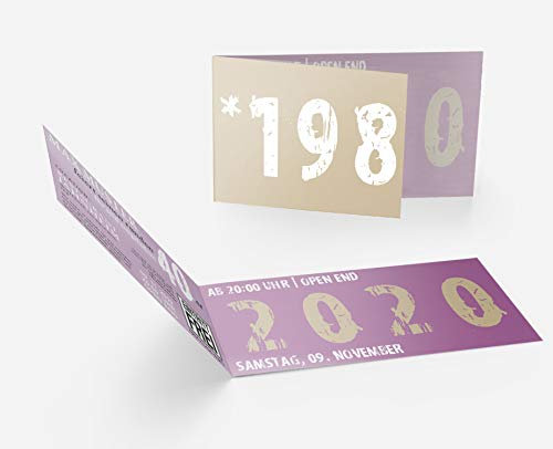 Runder Geburtstag Einladungskarten 40 Jahre Geburtstagseinladungen - Zeitsprung Einladung für runden Geburtstag 40er Feier Lila-Beige (60)
