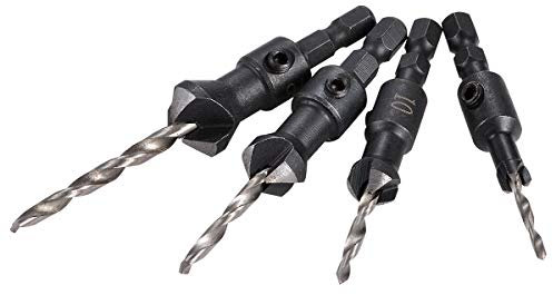 KATUR 4 uds broca avellanadora de cambio rápido herramienta de tornillo de vástago hexagonal juego de brocas de avellanador de carpintería con una llave hexagonal