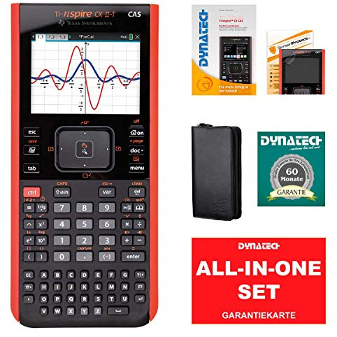 TI-Nspire CX II-T CAS Grafikrechner + Nappaledertasche + Im Fokus: Das Buch zum Rechner + ScreenProtect Displayschutzfolie UltraClear