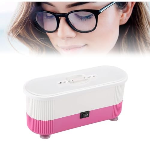 Qkiss Ultrasonic Cleaning Device Glasses Cleaning Device Ultrasonic Cleaner Ultrasonic Bath Cleaning Device Home Ultrasonic Cleaner for Glasses Jewelry Waterproof Watches Dentures(Pink)