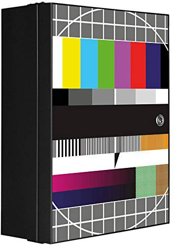 banjado Medizinschrank abschliessbar mit Motiv Testbild 35x46x15cm - großer Arzneischrank für die Hausapotheke - Medikamentenschrank aus Metall zur Medikamenten Aufbewahrung