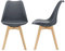 [en.casa] Set 2 Sedie con Gambe in Legno di Faggio e Scocca Rivestita in Similpelle Seduta Imbottita Design Ergonomico per Sala Pranzo Cucina Ufficio - Grigio