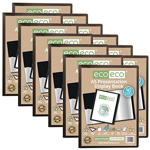 eco-eco A5 50% Recycelt 40 Taschen-Schwarz-Farbe Päsentationsdisplay Book (Packung mit 12)