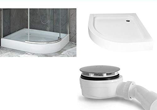 BADLAND Duschwanne Duschtasse Viertelkreis Alex 80x80 mit Ablaufgarnitur GRATIS