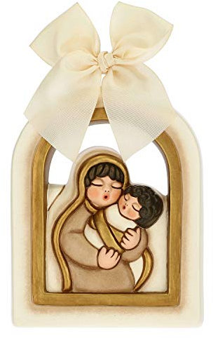 THUN - Formella con Madonna e Bambin Gesù - Decorazioni Natale Casa - Formato Medio - Ceramica - 9 x 1,8 x 14,5 h cm