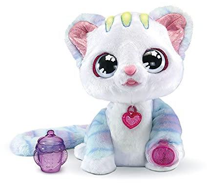 VTech - Ruby, Mon Chat Magische Pailletten, interaktives Plüschtier – Würfel 3 Jahre – Version FR