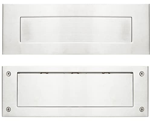PUGUO 304 Stainless Steel Door Mail Slot, Victorian Letter Box Plate 13×4in