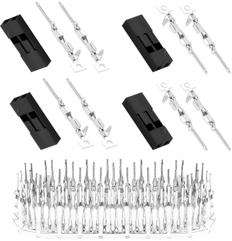 pzsmocn 50 Sets/150 Stück für Dupont 2,54 mm Pitch 2 Pin Adapterstecker Männliches Gehäuse Schwarze Steckdose Klemmen Kompatibles Kabel 30–26 AWG Zubehör, Header-Crimp-Pin-Kit