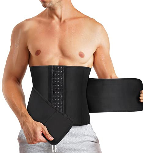 Bingrong Bauchweggürtel Schwitzgürtel für Herren Verstellbare Neoprene Sauna Fitnessgürtel Sport Training Taillenformer zum Laufen, Workout Fitness (Schwarz, M)