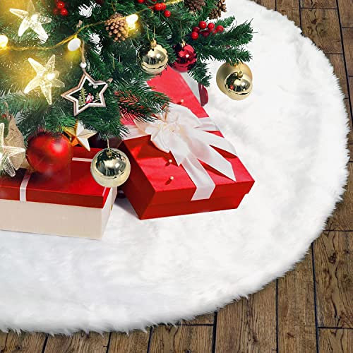 Loiina Tappeto per Albero di Natale, Gonna Albero di Natale 90cm Coprispalle per Albero in Pelliccia Sintetica per Decorazione di Festa di Natale