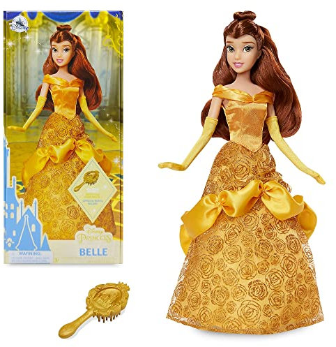 Disney Store Offiziell Prinzessin Belle Klassische Puppe, Die Schöne und das Biest, 29cm, Beinhaltet Abendhandschuhe und Bürste, Vollständig Beweglich, Glitzer-Outfit, Geeignet ab 3 Jahren