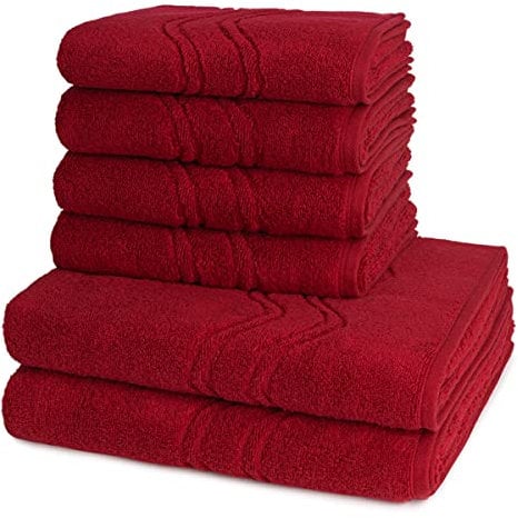 Ross - 6 teiliges Frottier-Set - Cashmere Feeling (4 X Handtuch 2 X Duschtuch im Set) - 520 g/m2 - Baumwolle - Walkfrottee - saugstark - weich und flauschig - Vino
