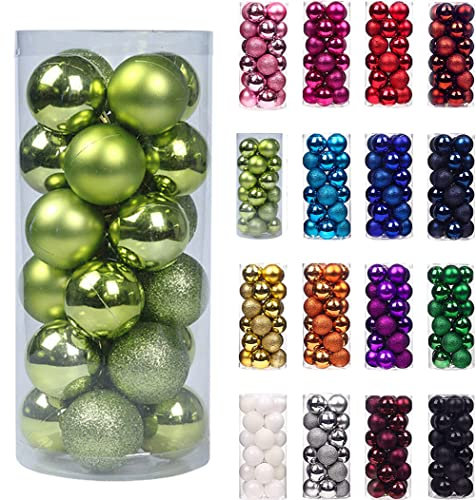 24 pezzi Palle di Natale Albero, Palline di Natale Festa Decorazioni per Palline di Plastica per Decorazion Natalizie, Decorativi dell'albero di Natale Ciondoli Ornamenti Regali (6cm,Erba verde)