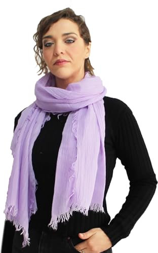 creazioni unique Sciarpa Donna in Fibra di Bamboo Primavera Estate MADE IN ITALY - Foulard Sciarpa Donna Leggera e Traspirante (Lilla Chiaro)