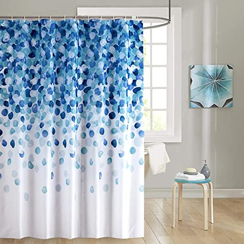 Cortina de Ducha EVA Impermeable, Cortina de Baño Lavable, Cortina de Bañera Resistente al Agua y Moho para Baño con 12 Ganchos de Plástico (180×180cm, Burbujas Azul)