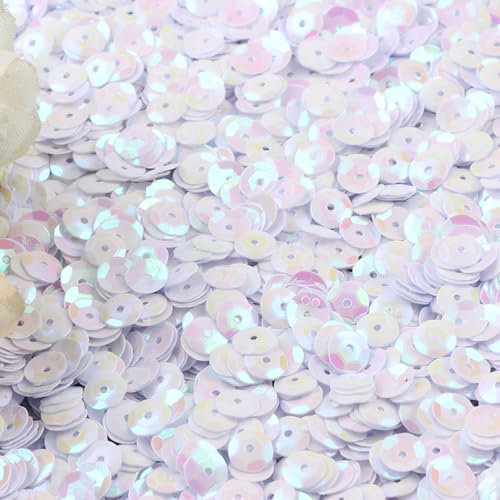 Angel Malone 20g of 6-7mm in Diameter Premium Quality Cup Sequins DIY Arts Crafts Making - UK Seller (20g White AB)