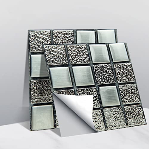 für 50 Stück Glitzer-Mosaik-Fliesen-Aufkleber für Küche, Badezimmer, Zuhause, 10 x 10 cm, wasserdicht, für Küche, Badezimmer, Fliesen, Aufkleber, Dekoration, DIY, abnehmbar, MSC080