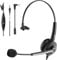 Wantek Headset 681N with Microphone Stereo Sound Headphone with Noise Canceling Mic for Call Center Office Work Business Team Meetings Driving, Black