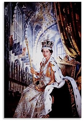 ELedvb Queen Elizabeth II Leinwand-Poster, dekoratives Gemälde, Leinwand-Wandposter und Kunstdruck, modernes Familienschlafzimmer-Dekor-Poster, 60 x 90 cm