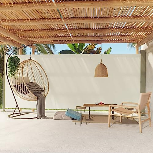 WIFESE Toldo Lateral retráctil para Patio Crema 220x500 cm Toldo Horizontal Exterior Separador Terraza Exterior Toldos Cortavientos Toldos Laterales Exterior Toldo para Patio Balcon Jardin