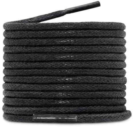 WEGOODZF Dünne Gewachst Business Schnürsenkel: 2 Paar 100cm Schwarz 2,5mm Rund Baumwolle Schuhbänder für Anzugschuhe Herrenschuhe Kinder Lederschuhe Damen Halbschuhe