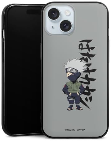 DeinDesign Silikon Hülle kompatibel mit Apple iPhone 15 Case schwarz Handyhülle Offizielles Lizenzprodukt Naruto Shippuden Kakashi