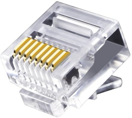 IOFIT Cable de Red Plano Conector de Red 8P8C Conector RJ-45 Cabeza de Cristal Corta 50 Piezas